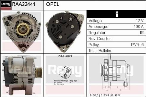 Remy RAA22441 - Генератор autospares.lv