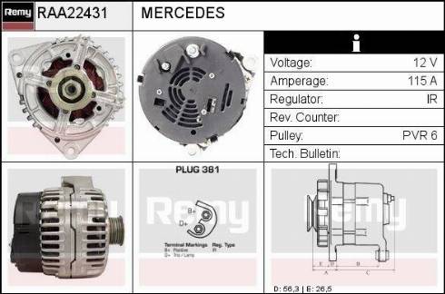 Remy RAA22431 - Генератор autospares.lv