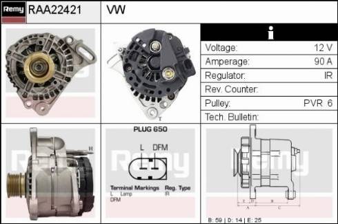 Remy RAA22421 - Генератор autospares.lv