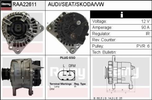 Remy RAA22611 - Генератор autospares.lv