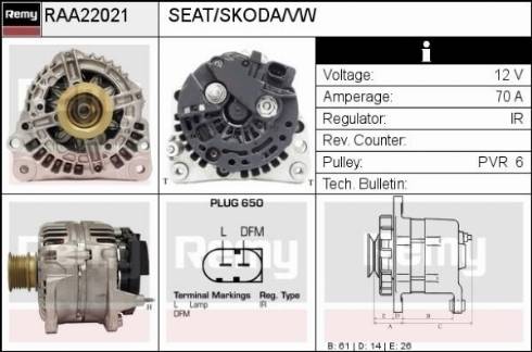 Remy RAA22021 - Генератор autospares.lv