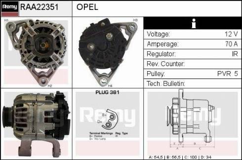 Remy RAA22351 - Генератор autospares.lv