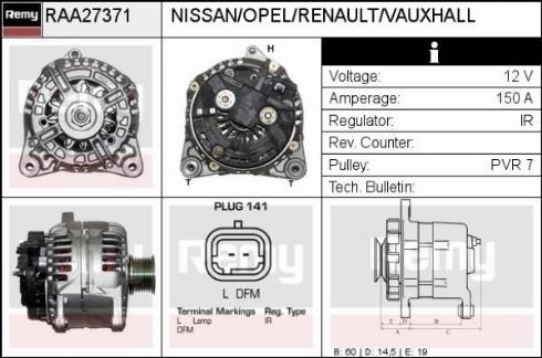 Remy RAA27371 - Генератор autospares.lv