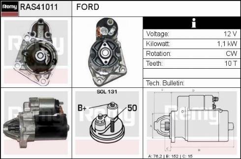 Remy RAS41011 - Стартер autospares.lv