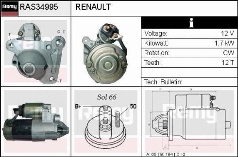 Remy RAS34995 - Стартер autospares.lv