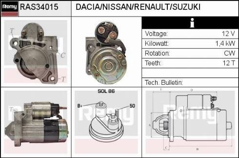 Remy RAS34015 - Стартер autospares.lv