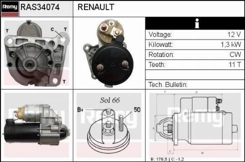 Remy RAS34074 - Стартер autospares.lv