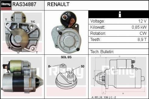 Remy RAS34887 - Стартер autospares.lv