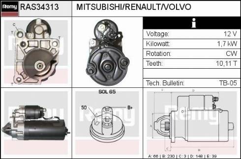 Remy RAS34313 - Стартер autospares.lv