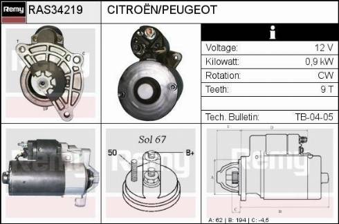 Remy RAS34219 - Стартер autospares.lv