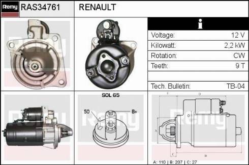 Remy RAS34761 - Стартер autospares.lv