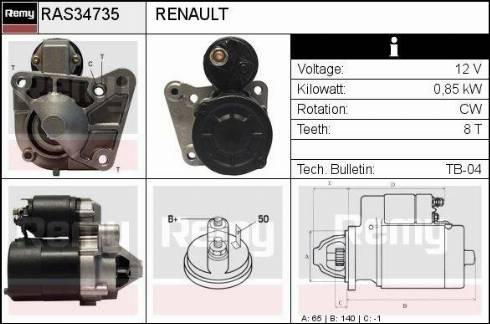 Remy RAS34735 - Стартер autospares.lv