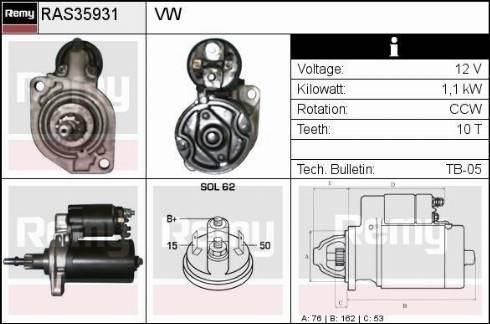 Remy RAS35931 - Стартер autospares.lv