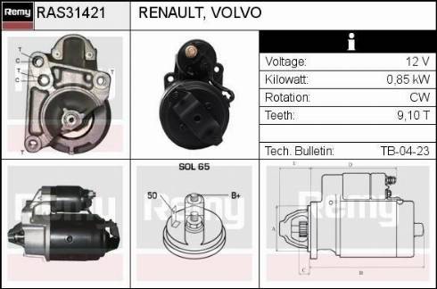 Remy RAS31421 - Стартер autospares.lv