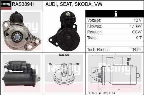 Remy RAS38941 - Стартер autospares.lv