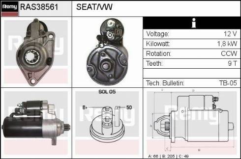 Remy RAS38561 - Стартер autospares.lv