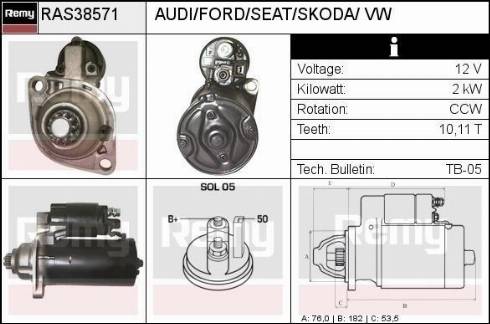 Remy RAS38571 - Стартер autospares.lv