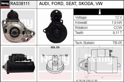 Remy RAS38111 - Стартер autospares.lv