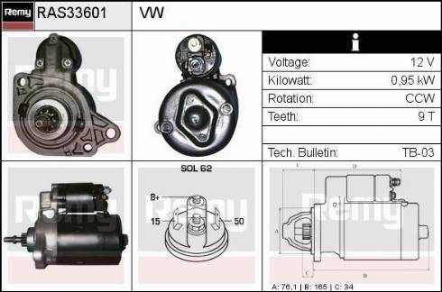 Remy RAS33601 - Стартер autospares.lv