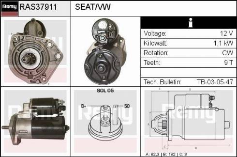 Remy RAS37911 - Стартер autospares.lv