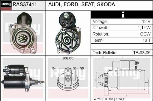 Remy RAS37411 - Стартер autospares.lv