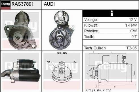 Remy RAS37891 - Стартер autospares.lv