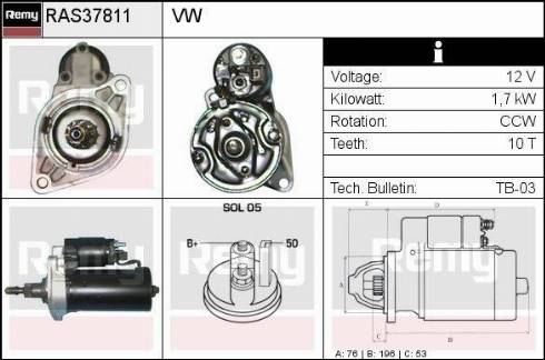 Remy RAS37811 - Стартер autospares.lv