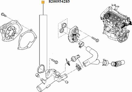 RENAULT 82 00 954 285 - Термостат охлаждающей жидкости / корпус autospares.lv