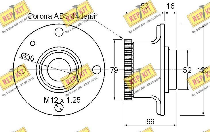 REPKIT RKB1534 - Подшипник ступицы колеса, комплект autospares.lv