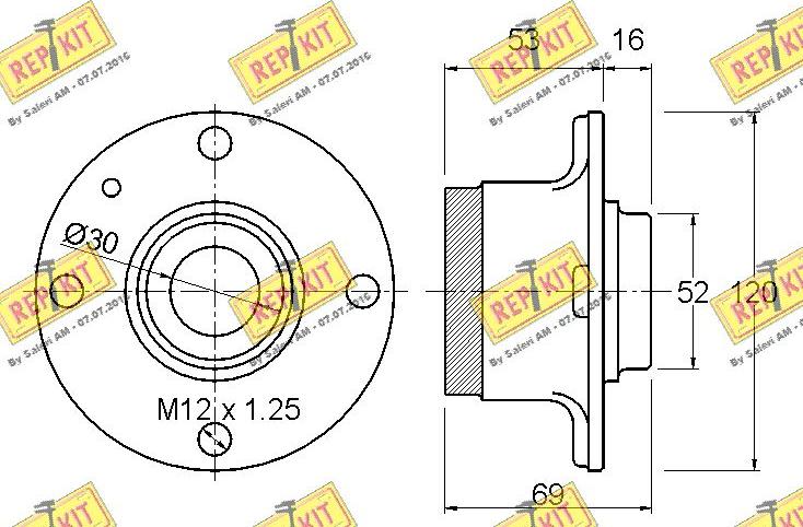 REPKIT RKB1527 - Подшипник ступицы колеса, комплект autospares.lv