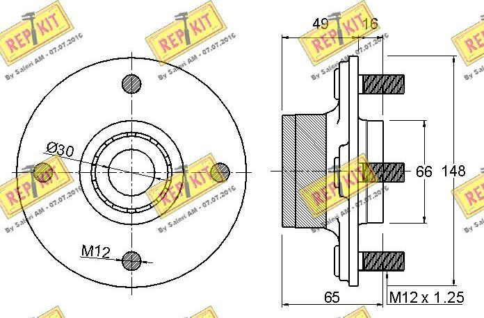 REPKIT RKB1641 - Подшипник ступицы колеса, комплект autospares.lv