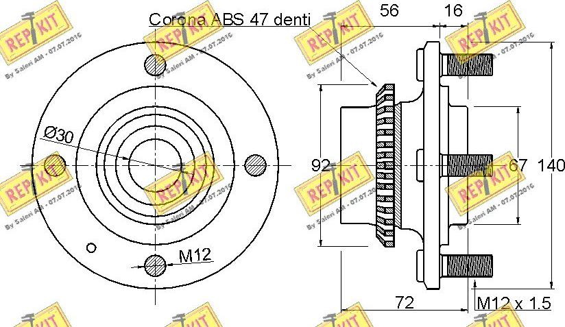 REPKIT RKB1637 - Подшипник ступицы колеса, комплект autospares.lv