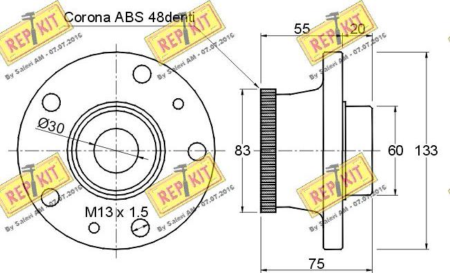 REPKIT RKB1087 - Подшипник ступицы колеса, комплект autospares.lv