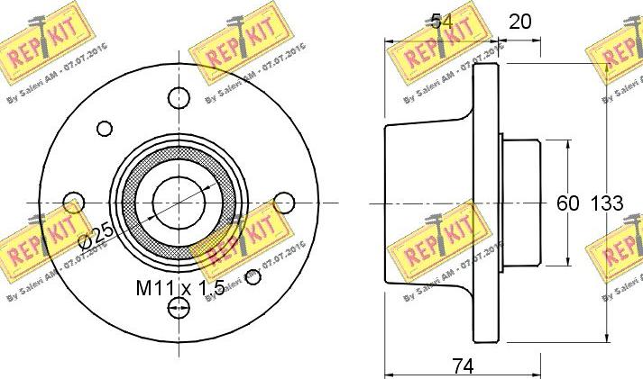 REPKIT RKB1075 - Подшипник ступицы колеса, комплект autospares.lv