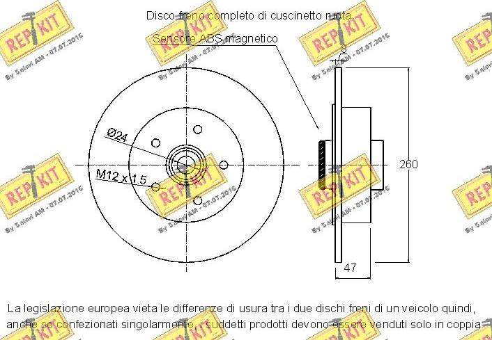 REPKIT RKB2447 - Тормозной диск autospares.lv