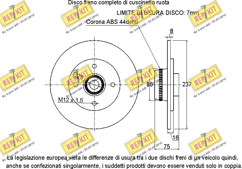 REPKIT RKB2527 - Тормозной диск autospares.lv