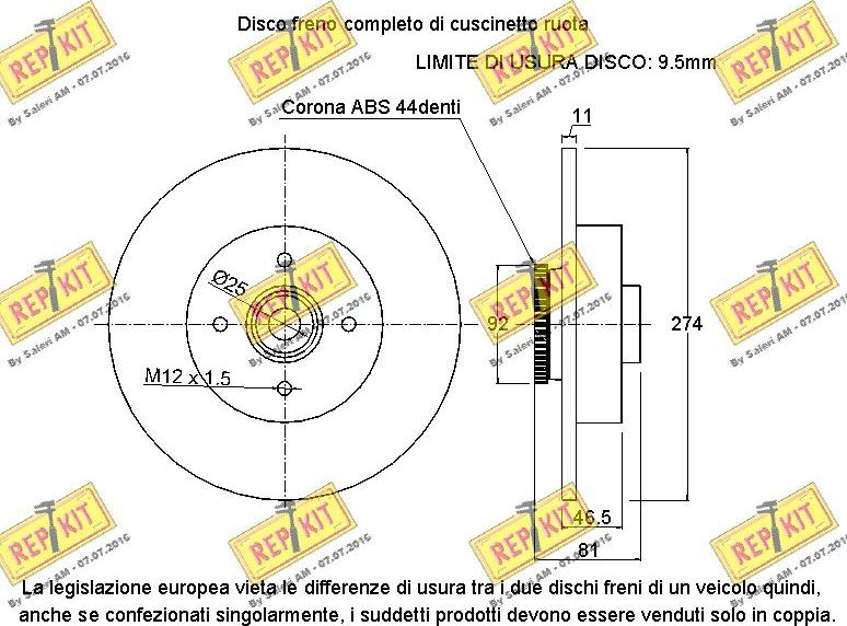 REPKIT RKB2032 - Тормозной диск autospares.lv