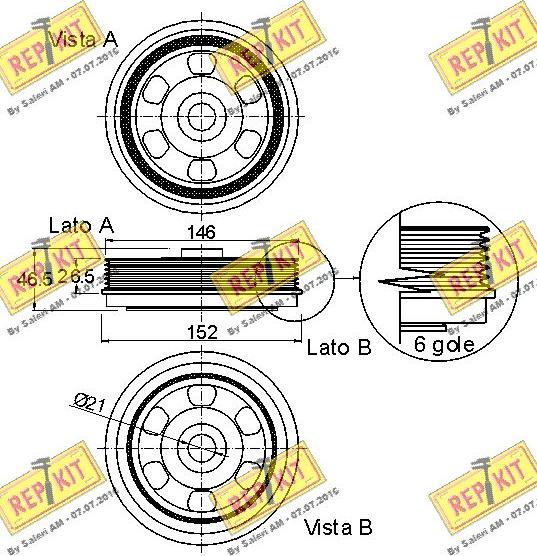 REPKIT RKT9047 - Шкив коленчатого вала autospares.lv