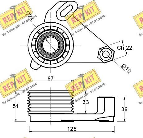 REPKIT RKT1050 - Натяжной ролик, зубчатый ремень ГРМ autospares.lv