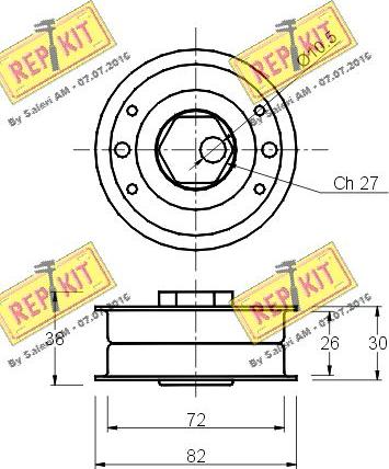 REPKIT RKT1193 - Натяжной ролик, зубчатый ремень ГРМ autospares.lv