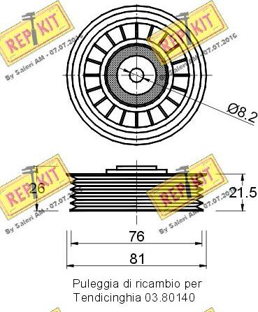 REPKIT RKT1858 - Ролик, поликлиновый ремень autospares.lv