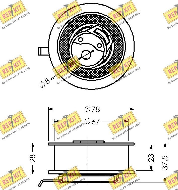 REPKIT RKT1363 - Натяжной ролик, зубчатый ремень ГРМ autospares.lv