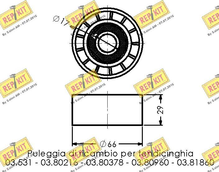 REPKIT RKT1307 - Ролик, поликлиновый ремень autospares.lv