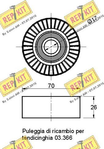 REPKIT RKT1373P - Ролик, поликлиновый ремень autospares.lv