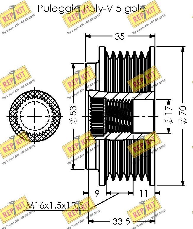 REPKIT RKT3473 - Шкив генератора, муфта autospares.lv