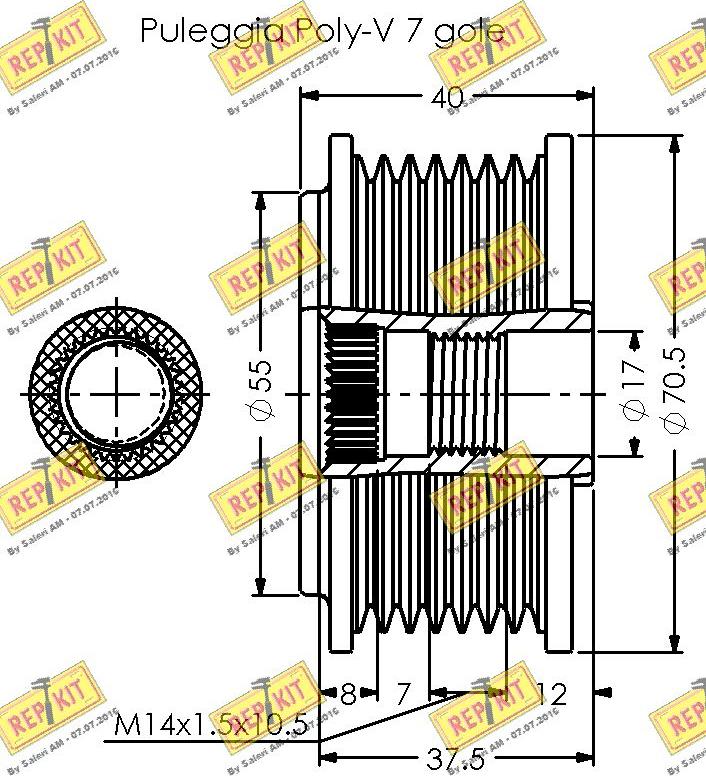 REPKIT RKT3525 - Шкив генератора, муфта autospares.lv