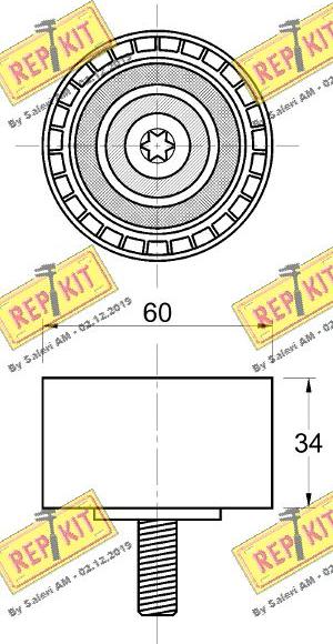 REPKIT RKT3838 - Направляющий ролик, зубчатый ремень ГРМ autospares.lv