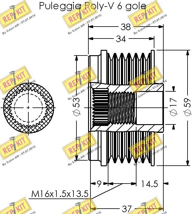 REPKIT RKT3388 - Шкив генератора, муфта autospares.lv