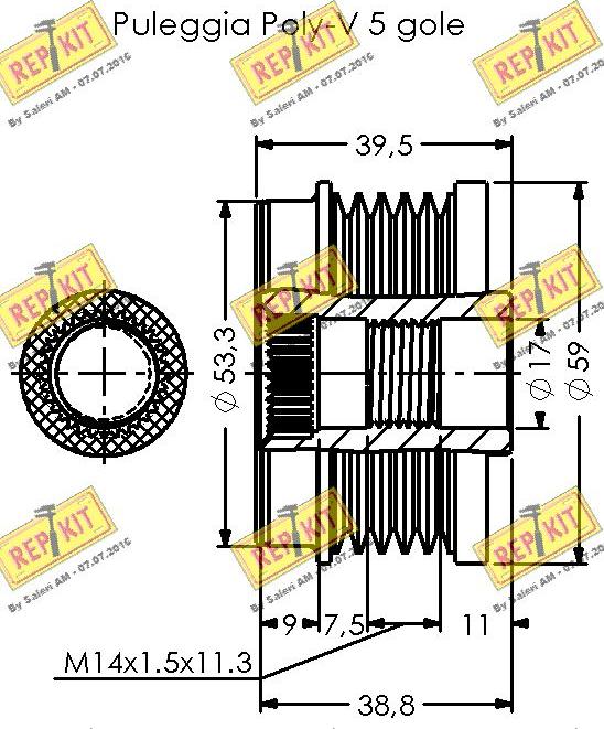 REPKIT RKT3375 - Шкив генератора, муфта autospares.lv