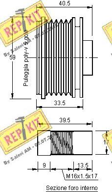 REPKIT RKT2956 - Шкив генератора, муфта autospares.lv